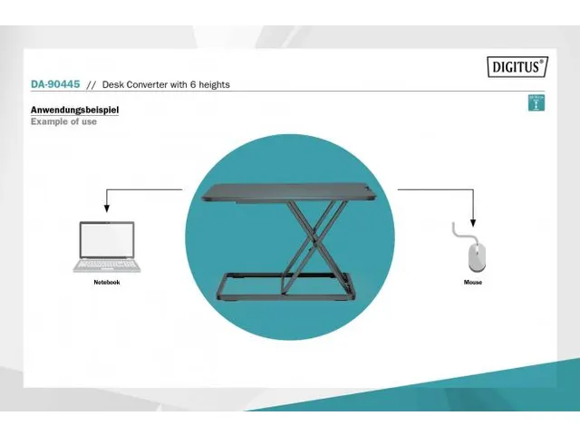 Ergonomische zit/sta bureauconverter 6 hoogtes 67×47 cm 45–405 mm