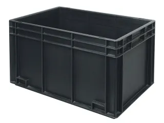ESD-stapelbak,HxLxB 340x600x400mm,65l,PP,zwart,Wanden gesloten - 2