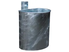 Afvalbak Staalplaat 20 liter Gesloten Wanden Wandbevestiging Verzinkt