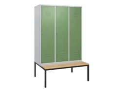 locker met bank,HxBxD 1950x1200x815mm,3vak,vak B 400mm,cil.-slot