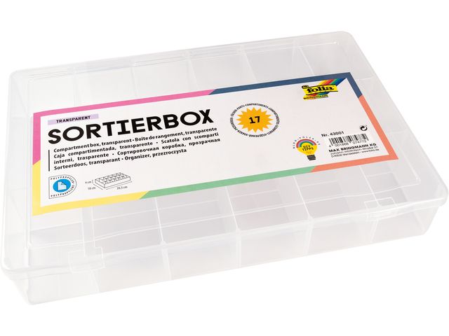 Sorteerbox Folia 17 vakken 180x265x40mm transparant | OpbergboxWinkel.nl