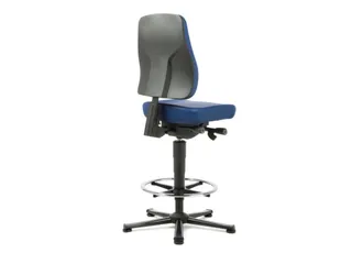Werkplaatsstoel Kunstleer blauw 570-830mmx460x410-470mm glijders - 4