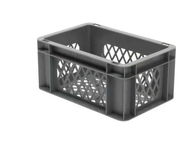 Euronorm-stapelbak 5.5l 145x300x200mm Wanden/bodem Opengewerkt Grijs