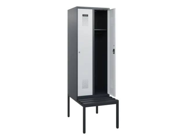 locker met bank,HxBxD 1950x600x815mm,2vak,vak B 300mm,cilinderslot