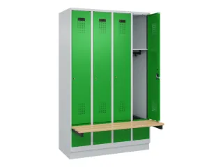 locker met bank,HxBxD 1950x1200x815mm,4vak,vak B 300mm,cilinderslot - 1