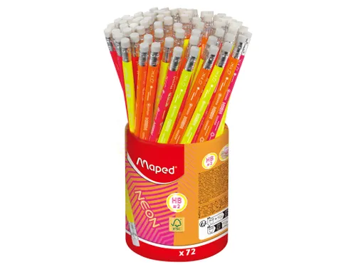 Maped GrafietPotloden HB met gumtip NEON Assorti