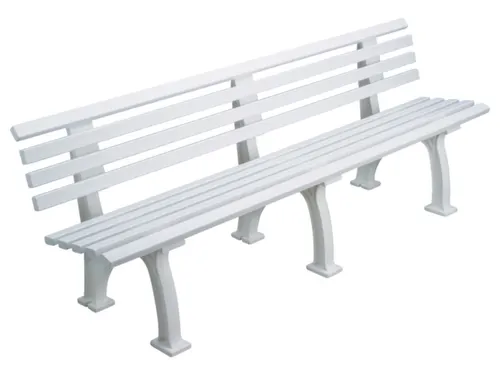 Kunststofbank 740x2000x380mm Zit H 440mm 9 Latten 3 Pootstellen Wit