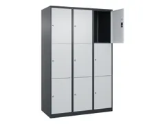 lockerkast,HxBxD 1850x1200x500mm,3x3vakken,vak B 400mm,cil.-slot