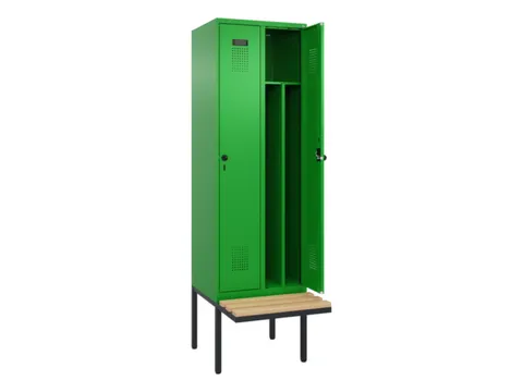 locker met bank,voor scheiding van kleding,HxBxD 2120x600x815mm,2vak