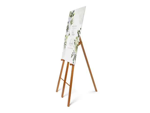 Chevalet bois dur marron clair pour tableau noir/panneau imprimé