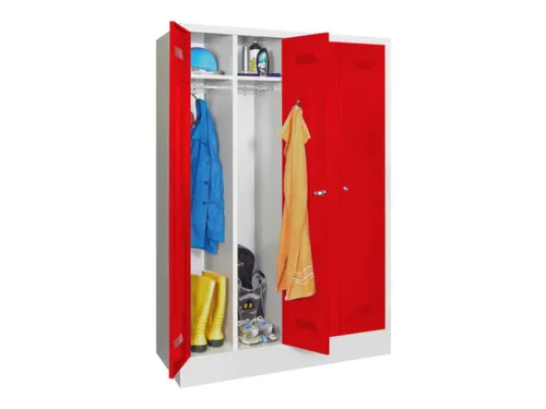 garderobekast,HxBxD 1850x1170x500mm,4vak,RAL7035,front RAL3000