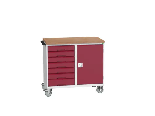 montagetafel 980x1050x600mm multiplexblad 7 laden kast front RAL3004