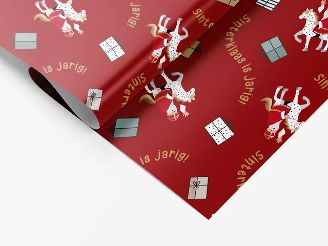 Haza Apparaatrol Sint en Co Rood 200mx30cm inpakpapier