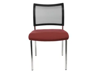 Bezoekersstoel Zitting Bordeauxrood Stof Rug Netbekleding Zwart - 1