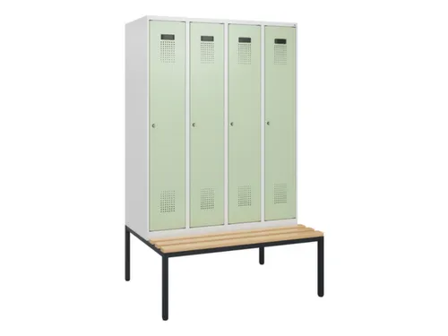 locker met bank,HxBxD 1950x1200x815mm,4vak,vak B 300mm,cilinderslot