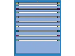 ladekast,HxBxD 1200x605x695mm,10lade(n),RAL7035,front RAL7035