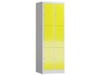 Lockerkast 1800x590x500mm 2x3 vakken cilinderslot, sokkel, RAL1018 - 1