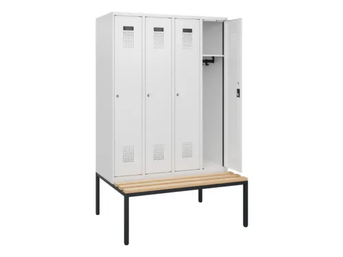 locker met bank,HxBxD 1950x1200x815mm,4vak,vak B 300mm,cilinderslot