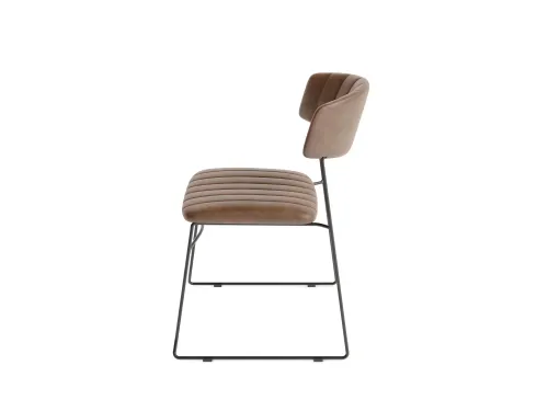 Stapelstoel Sledeframe Zwart met Kunstleer zitting Cognac