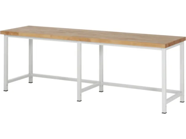 werkbank,HxBxD 840-1040x2500x700mm,beukblad,draagverm. 1250kg,RAL7035