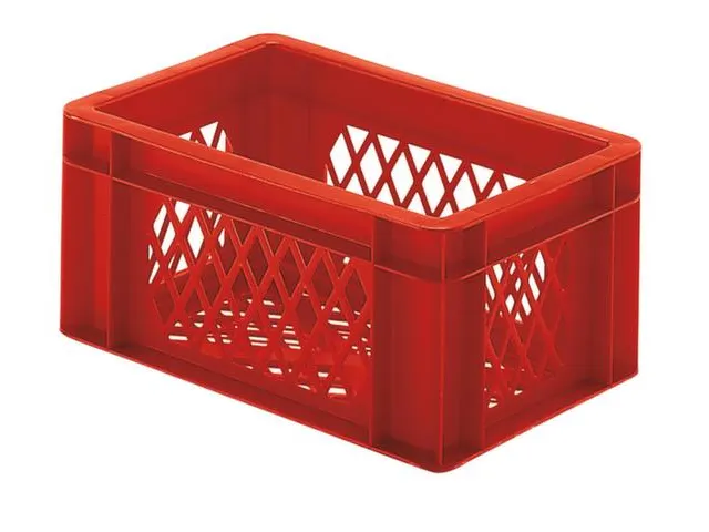 Euronorm-Stapelbak 5.5l 145x 300x 200mm Wanden/Bodem Opengewerkt Rood