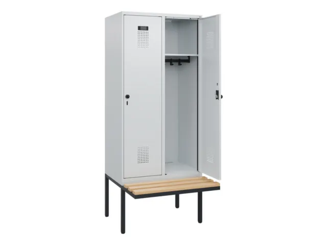 locker met bank,HxBxD 1950x800x815mm,2vak,vak B 400mm,draaigrendel
