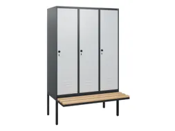 locker met bank,HxBxD 1950x1200x815mm,3vak,vak B 400mm,draaigrendel