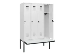locker met bank,HxBxD 1950x1200x815mm,4vak,vak B 300mm,draaigrendel