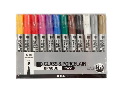 Glas- & Porseleinstiften Creativ Company 1-2mm set à 12 kleuren