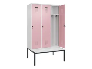 locker met bank,voor scheiding van kleding,HxBxD 2120x1200x815mm,3vak - 1