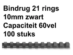 Bindrug Fellowes 10mm 21-rings A4 zwart 100stuks