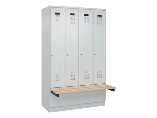 locker met bank,HxBxD 1950x1200x815mm,4vak,vak B 300mm,cilinderslot