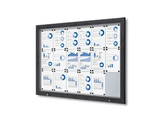Vitrinekast mededelingenbord Outdoor 18xA4 met gasveer Zwart - 1