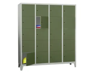 lockerkast,HxBxD 1850x1600x500mm,4x5vakken,RAL7035,front RAL6011 - 2