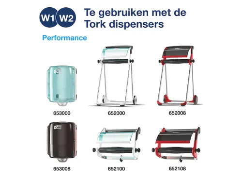 Poetsrol Tork W1 130052 2-laags 26cmx255m 2 Rollen blauw