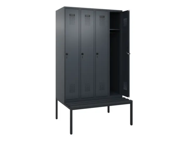 locker met bank,HxBxD 2120x1200x815mm,4vak,vak B 300mm,draaigrendel
