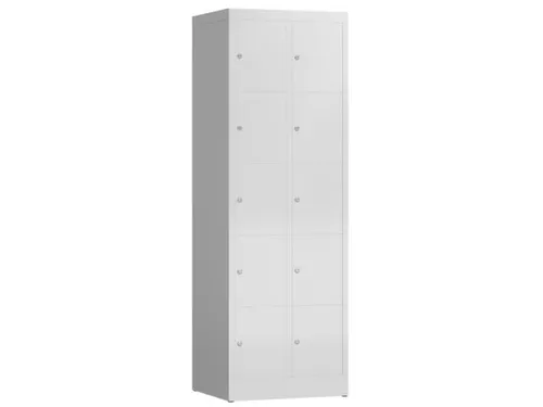 Lockerkast 1800x590x500mm 2x5 vakken cilinderslot, sokkel, RAL7035