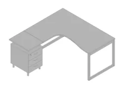 Bureauset Bureau Staand Ladeblok Links 730x1600x1650mm Grijs Zilver