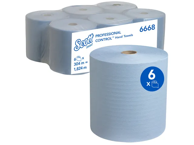 Handdoekrol Scott 1-laags 304m blauw 6668