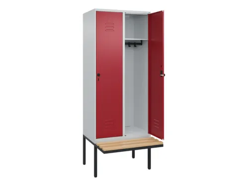 locker met bank,HxBxD 2120x800x815mm,2vak,vak B 400mm,draaigrendel