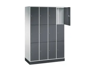 lockerkast,RAL 7035/RAL 7021,HxBxD 1950x1220x500mm,4x3vakken,cil.-slot - 1
