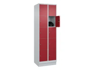 lockerkast,HxBxD 1950x600x500mm,2x5vakken,vak B 300mm,cil.-slot,sokkel - 1