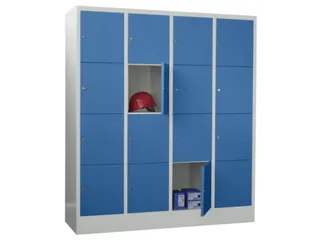 lockerkast,HxBxD 1850x1600x500mm,4x4vakken,RAL7035,front RAL5012 - 2