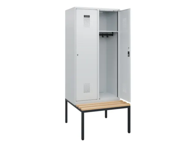 locker met bank,HxBxD 1950x800x815mm,2vak,vak B 400mm,cilinderslot