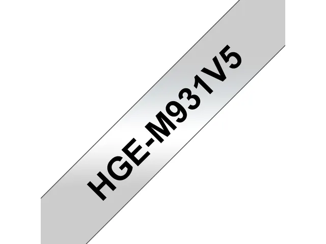Brother HGe-M931V5 hoogwaardige labeltape 5x zwart op zilver – breed