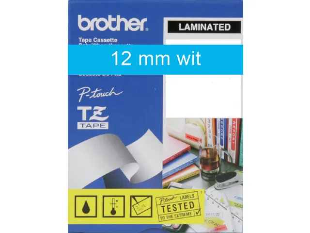 Labeltape Brother P-touch TZe-535 standaard 12mm wit op blauw