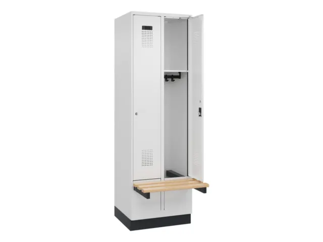 locker met bank,HxBxD 1950x600x815mm,2vak,vak B 300mm,cilinderslot