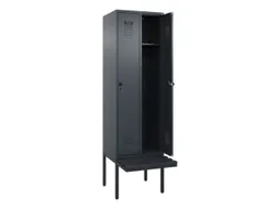 locker met bank,HxBxD 2120x600x815mm,2vak,vak B 300mm,draaigrendel