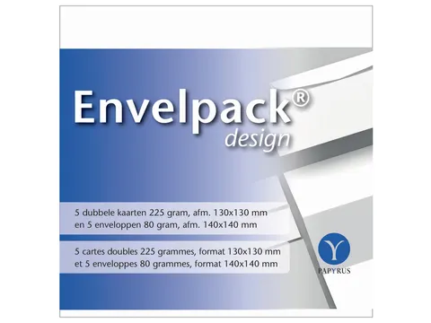 Dubbele kaart Papyrus Envelpack Design 140x140mm wit 894446 5 st
