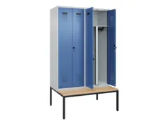 PBM-locker met bank,HxBxD 2120x1200x815mm,4vak,vak B 300mm